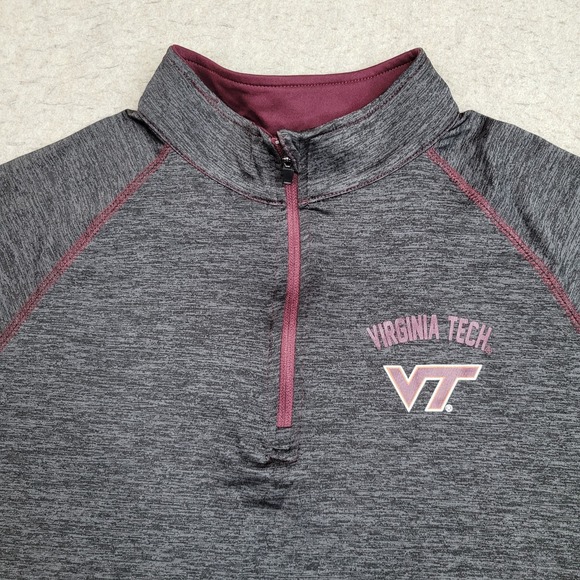 Virginia Tech Hokies Colosseum 1/4 Zip Womens XL Gray‎ Pullover Mock Neck - Picture 2 of 8